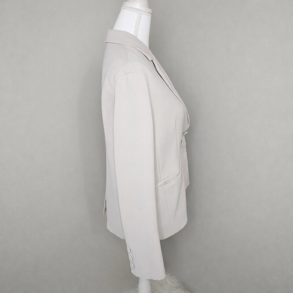 Daxi Retro Styling Greige Double Breasted Tailored Blazer Minimalist Normcore - Picture 5 of 10